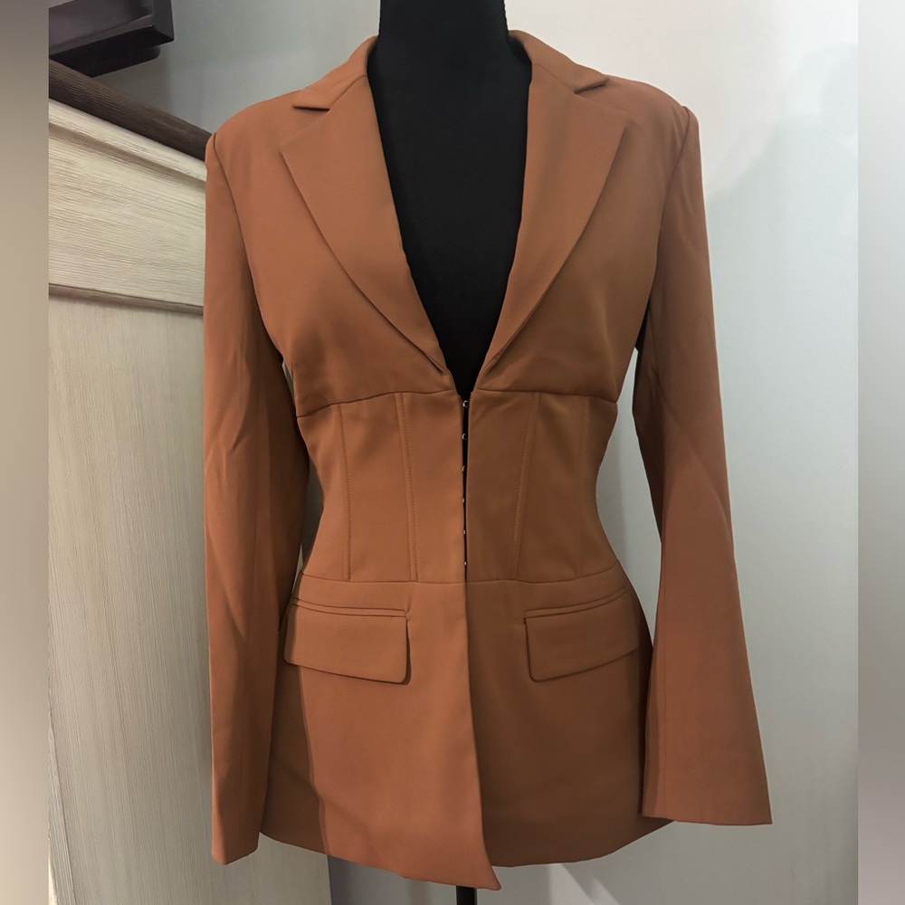 7 For All Mankind Women's Brown corset Blazer, NWT